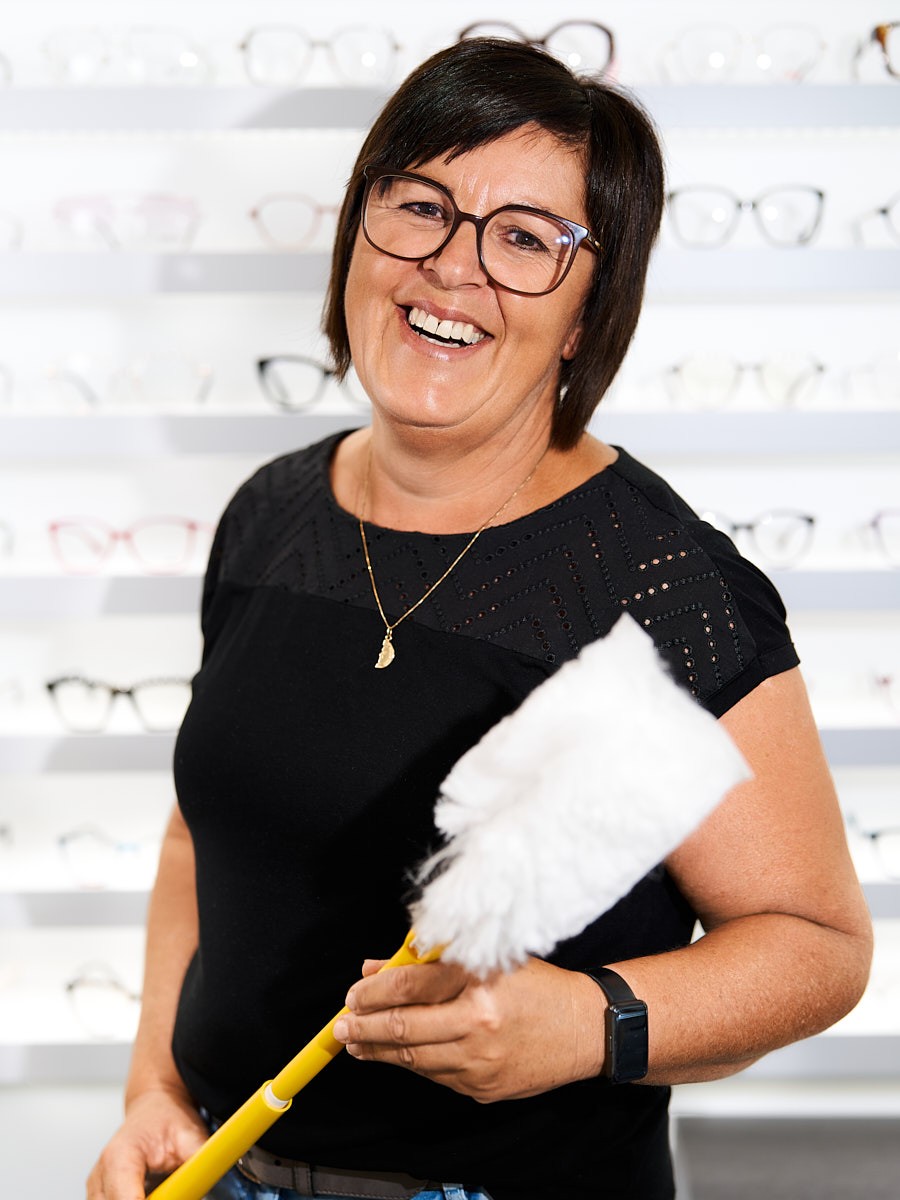 Cleaning professional helping keep the optical store clean, welcoming and comfortable for customers and the team.